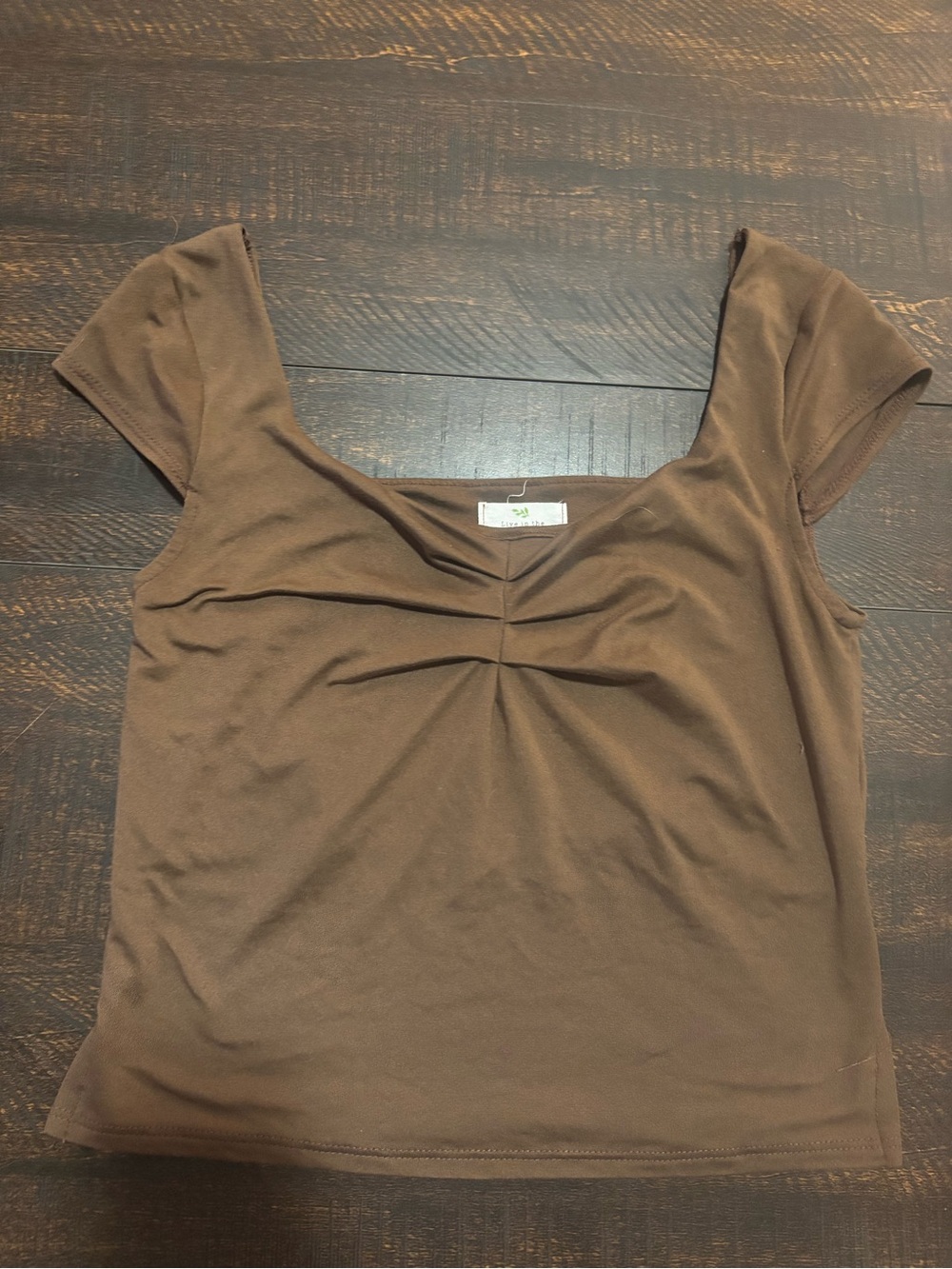 Women's Brown Short Sleeve Scoop Neck Top